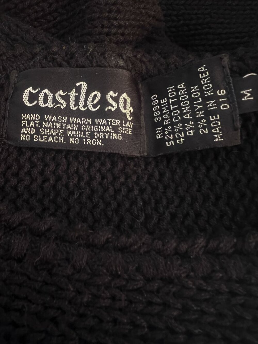 Castle Square Vintage Black & White Graphic Bow Flower Knit Sweater M - Picture 4 of 9